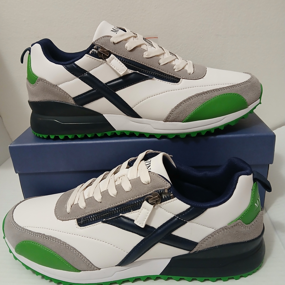Men's White, Gray, and Green Sneakers Size 11 New $35